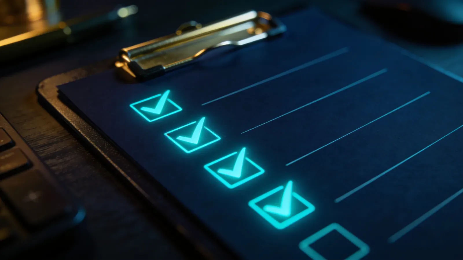 Illustration of a glowing checklist.